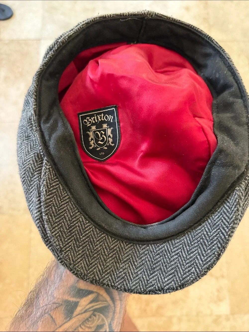 Brixton Red Satin-Lined Cap with Black Emblem